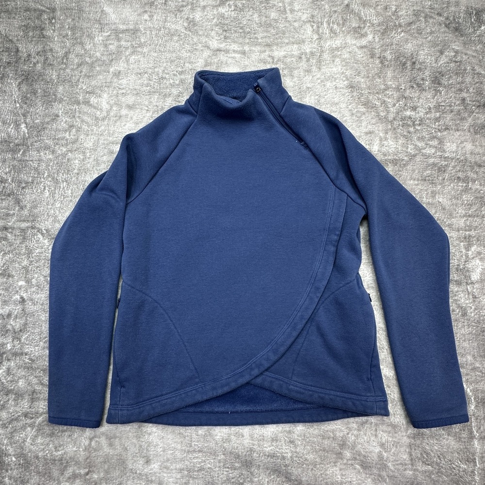 Athleta‎ Girl Pullover Girls Medium 8-10 Blue Fleece Half Zip Pocket Cozy Hoodie